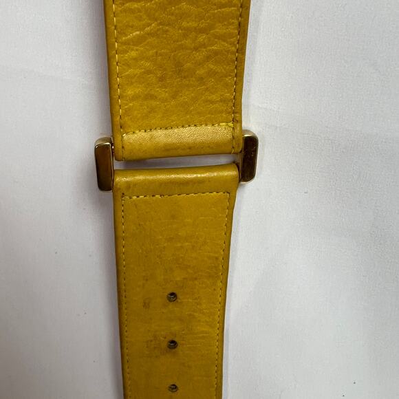Vintage Albert Nipon Quiet Luxury Yellow Leather Belt Heritage Women M Academia main image 7